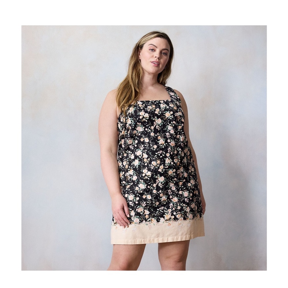 LC Lauren Conrad Black Floral Dress